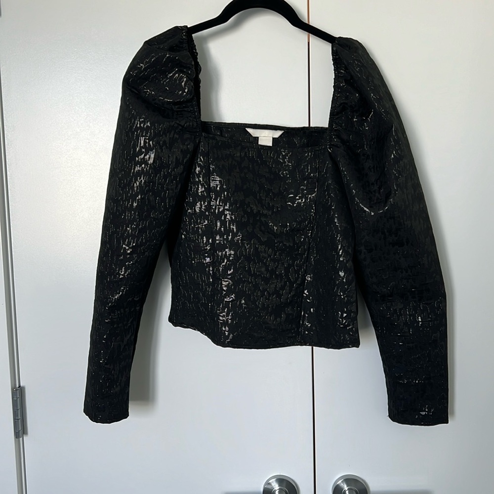 H&M Black Peasant Top